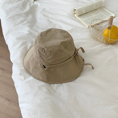 Blogger Lightweight Windbreak Rope Sunshade Basin Hat Sun Bucket Hat