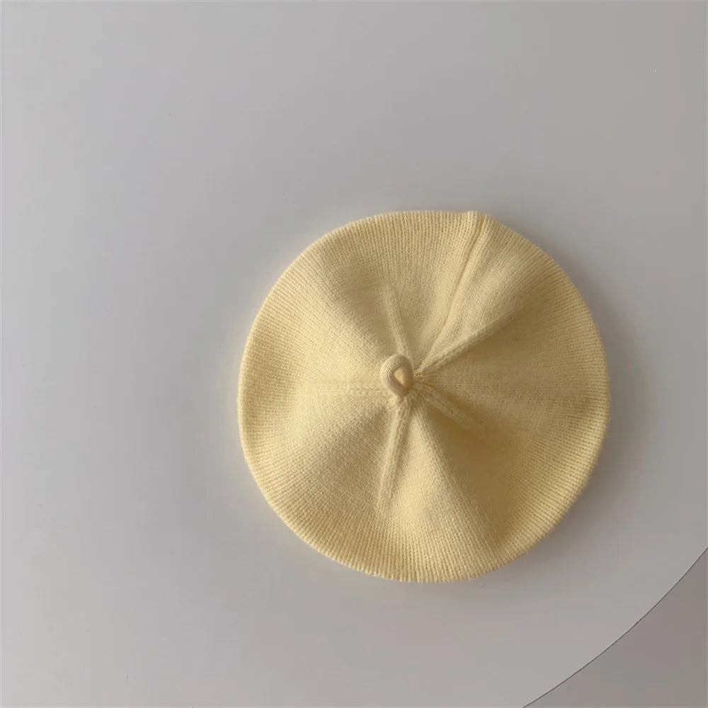 Fashion Baby Knitted Beret Hat Solid Color Children's Warm Hats