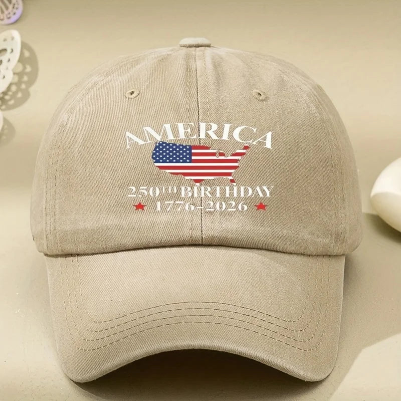 1pc Women'S Baseball Cap with 250 Birthday Anniversary Series of The United States,Versatile Retro Soft-Top Dad Hat for Outdoor