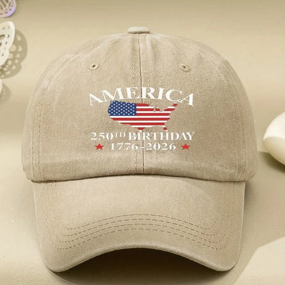 1pc Women'S Baseball Cap with 250 Birthday Anniversary Series of The United States,Versatile Retro Soft-Top Dad Hat for Outdoor