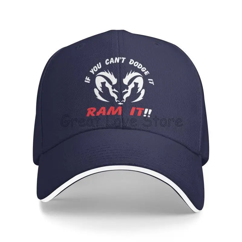 If You Can`T Dodge It Ram It Print Sandwich Baseball Cap Summer