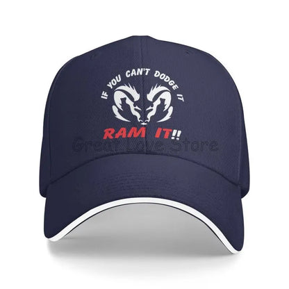 If You Can`T Dodge It Ram It Print Sandwich Baseball Cap Summer