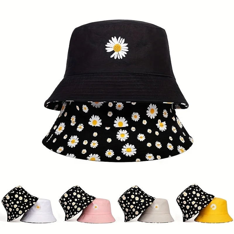 Summer Daisy Double-Sided  Bucket Hats Women's