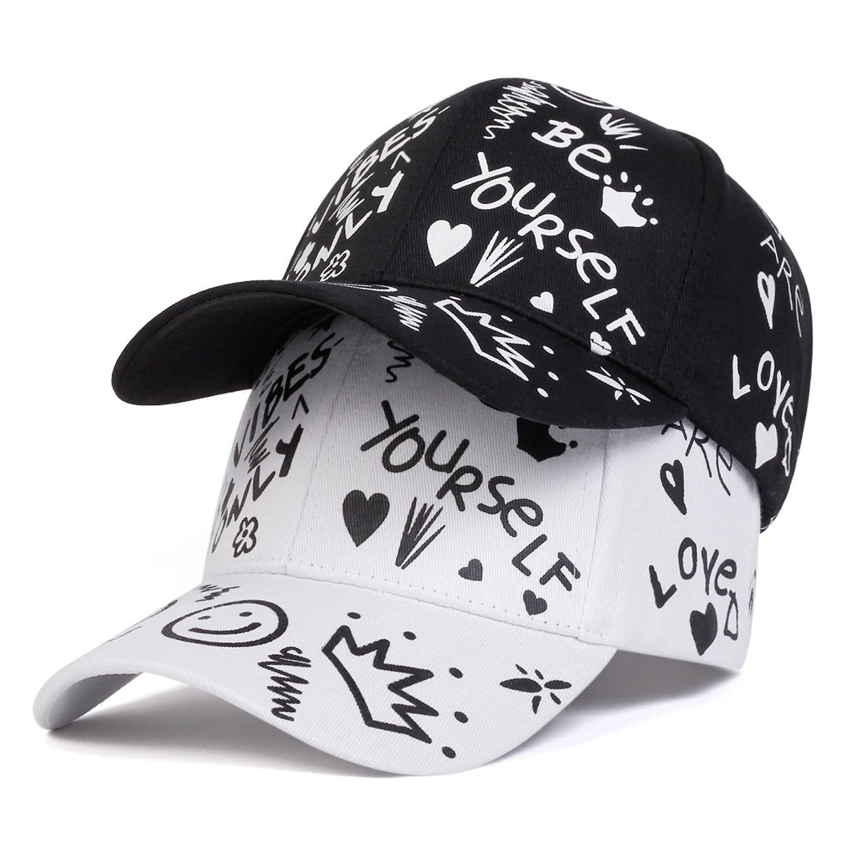 Unisex Smiling Face Graffiti Print Baseball Caps Spring Autumn
