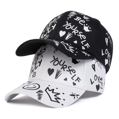 Unisex Smiling Face Graffiti Print Baseball Caps Spring Autumn