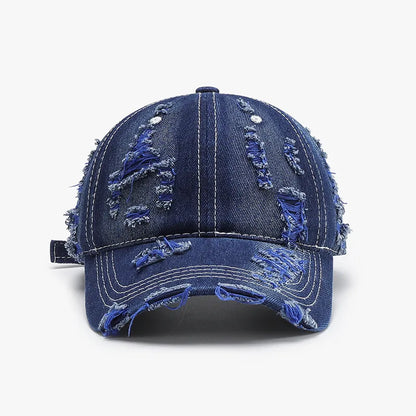 Denim Distressed Baseball Cap For Men Women Hip Hop Streetwear