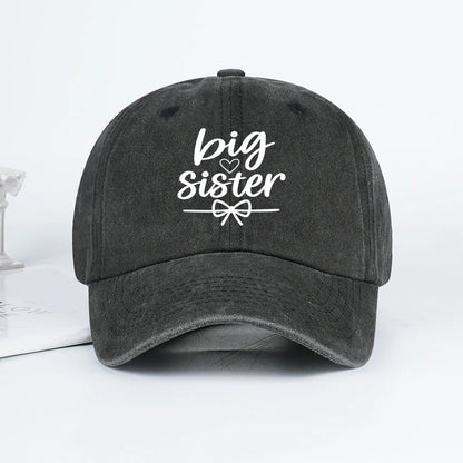 "Big Sister" Print Washed Baseball Cap