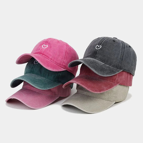 Hat New For Women Men Washed Cotton Baseball Cap Soft Top Embroidered Love Retro