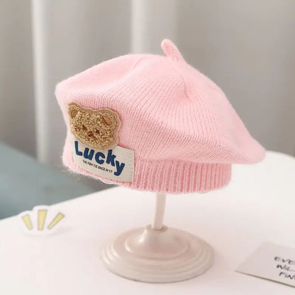Flower Baby Beret Hat Winter Warm Knitted Beanie Cap