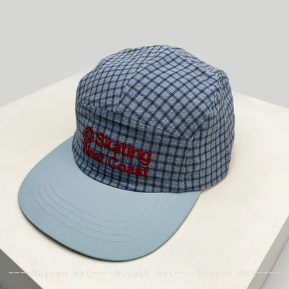 Korean Plaid Letters Embroidery Baseball Cap Unisex