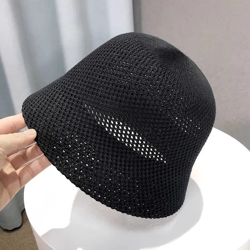 Women Bucket Hat Summer Hollow Out Thin Breathable Sun Hat