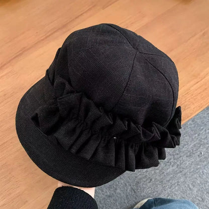 Japan Linen Fabric Women's Beret Hat Summer Vintage