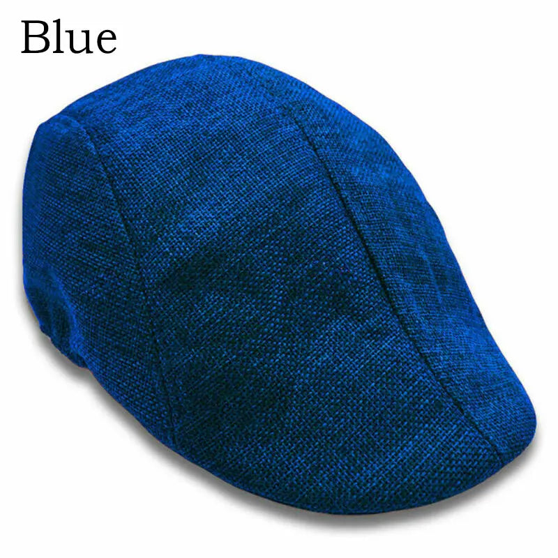 Vintage Linen Beret Caps For Men Women Autumn Fashion Newsboy Adjustable Hats
