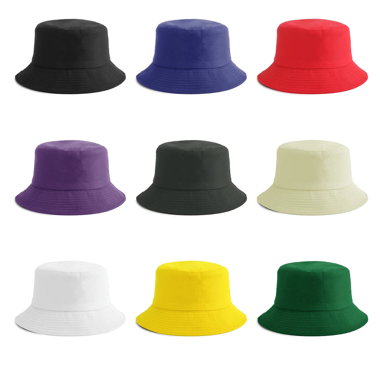 Unisex Solid Plain Bucket Hat Reversible Retro Fisherman Cap