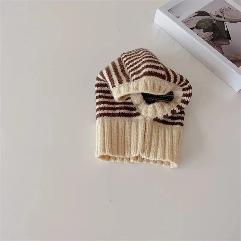 Winter Korean Fashion Children Baby Knit Hooded Scarf Caps