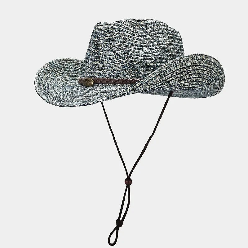 Summer UPF50+ Wide Brim Sun Hat Outdoor Western Cowboy Fisherman Cap