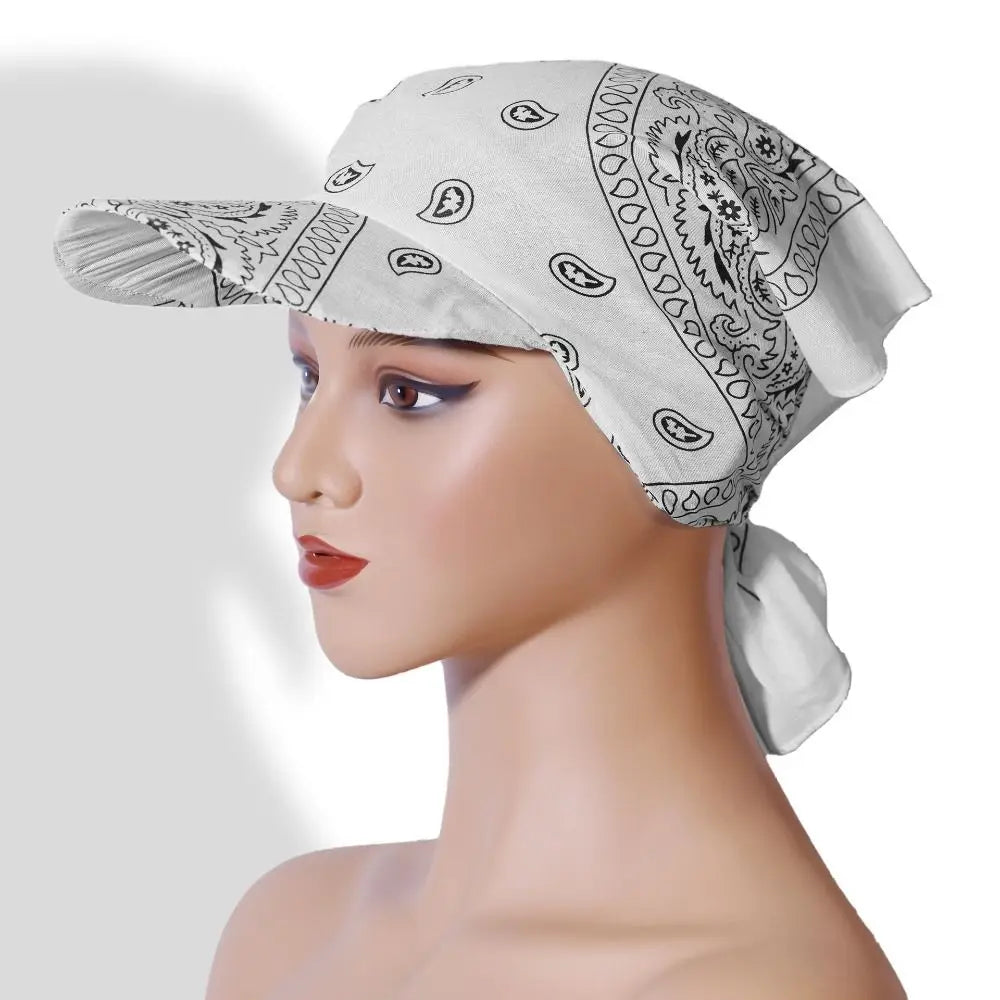 Fashion Wide Brim Baseball Caps Head Scarf Pre-Tied Breathable
