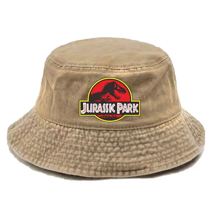 Jurassic Park Bucket Cap Distressed Hats Cap Dinosaur Men Retro Outdoor Summer