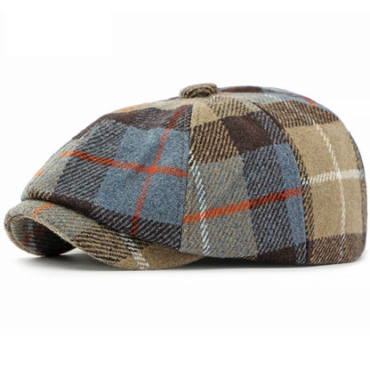 Men Berets Women Vintage Artist Painter Plaid Beret Hat