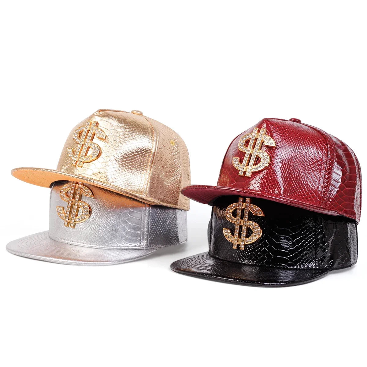 Unisex S Label Python Patterned Leather Hip-hop Hats Spring Autumn