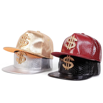 Unisex S Label Python Patterned Leather Hip-hop Hats Spring Autumn