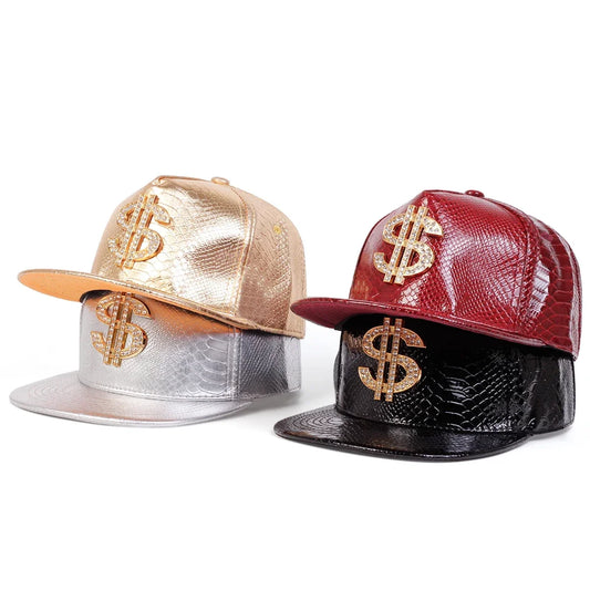 Unisex S Label Python Patterned Leather Hip-hop Hats Spring Autumn