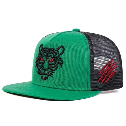 Unisex Tiger Embroidery Baseball Net Hats Spring Summer