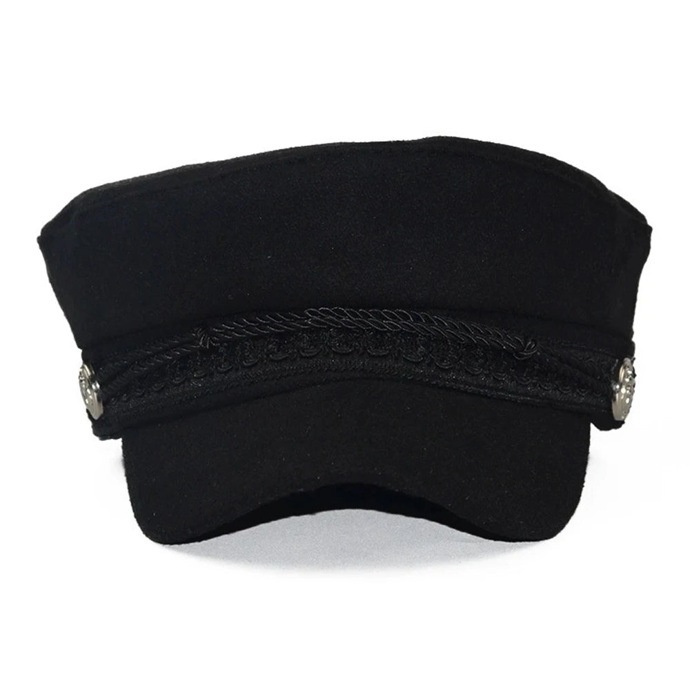 Fashion Women Men Spring Autumn Sailor Black Ladies Beret Top Captain Cap