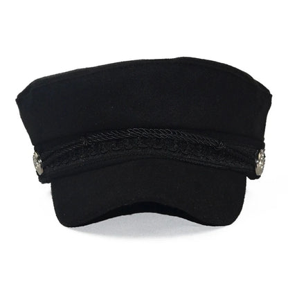 Fashion Women Men Spring Autumn Sailor Black Ladies Beret Top Captain Cap