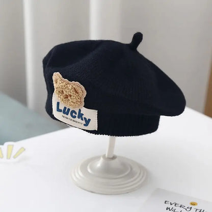 Flower Baby Beret Hat Winter Warm Knitted Beanie Cap