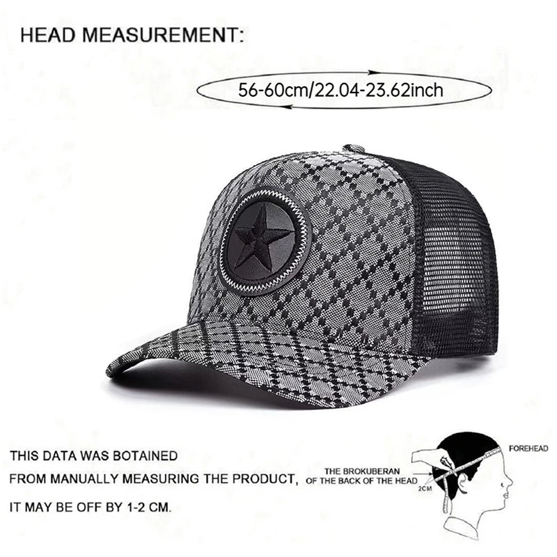 Creative Simple Mesh Hat Five pointed Star Grid Street Pop Hip Hop Hat