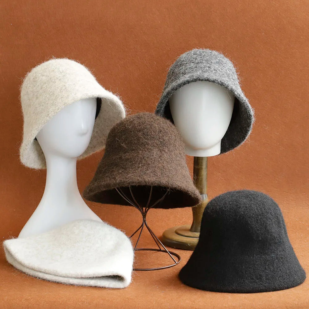2026 New Y2K Autumn Winter Wool Bucket Hat Women