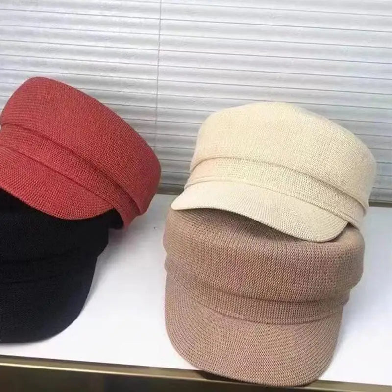Octagonal Hat Packable Military Newsboy Cap