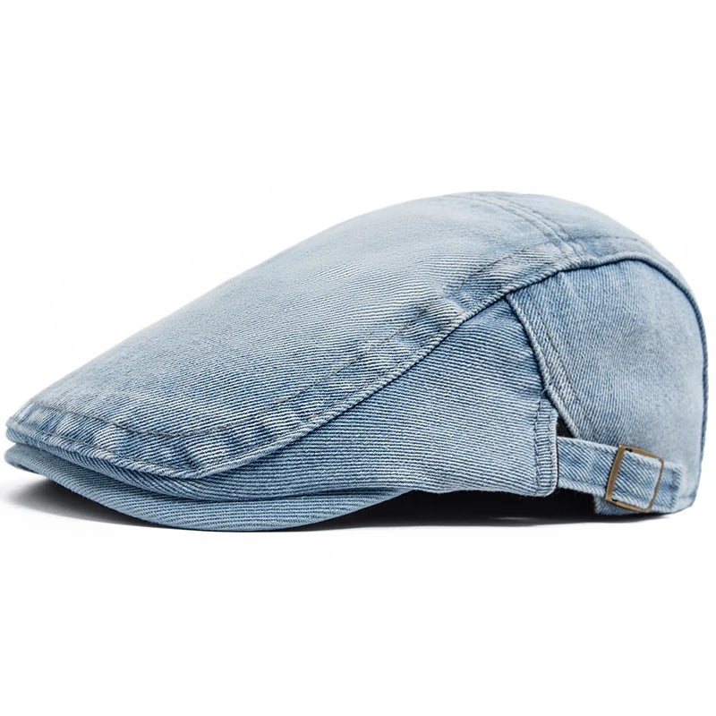 New Denim Cotton Beret Men Vintage Newsboy Cap Spring Autumn Casual Women
