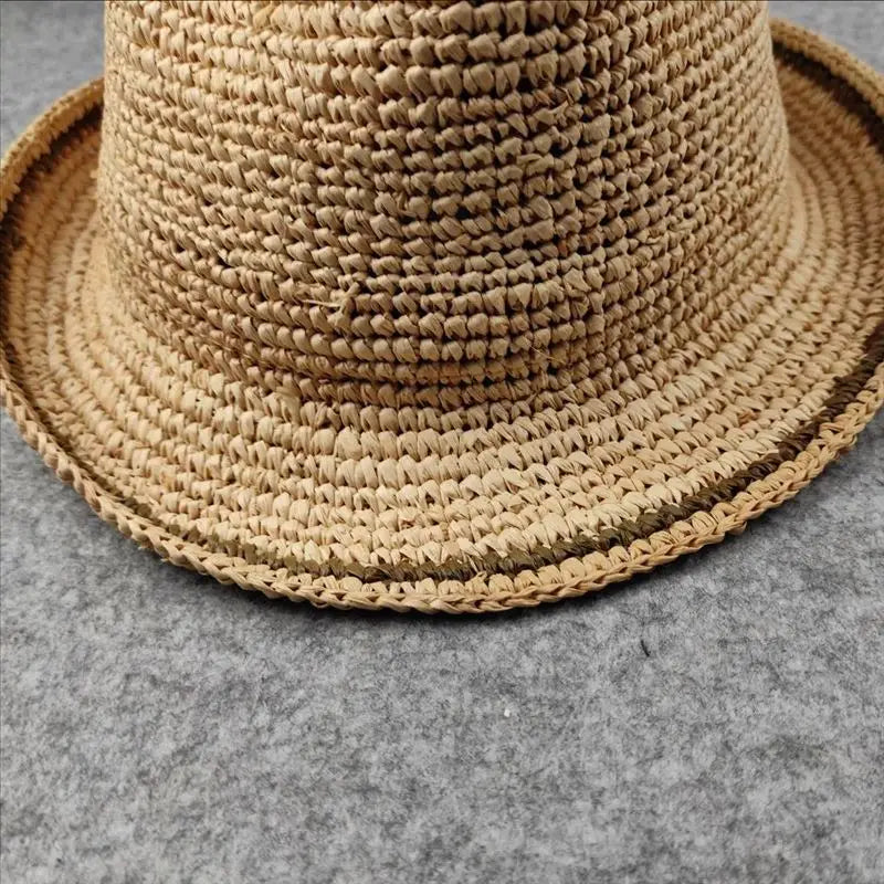 Handwoven Foldable Straw Sun Hat For Men And Women Premium Raffia Material