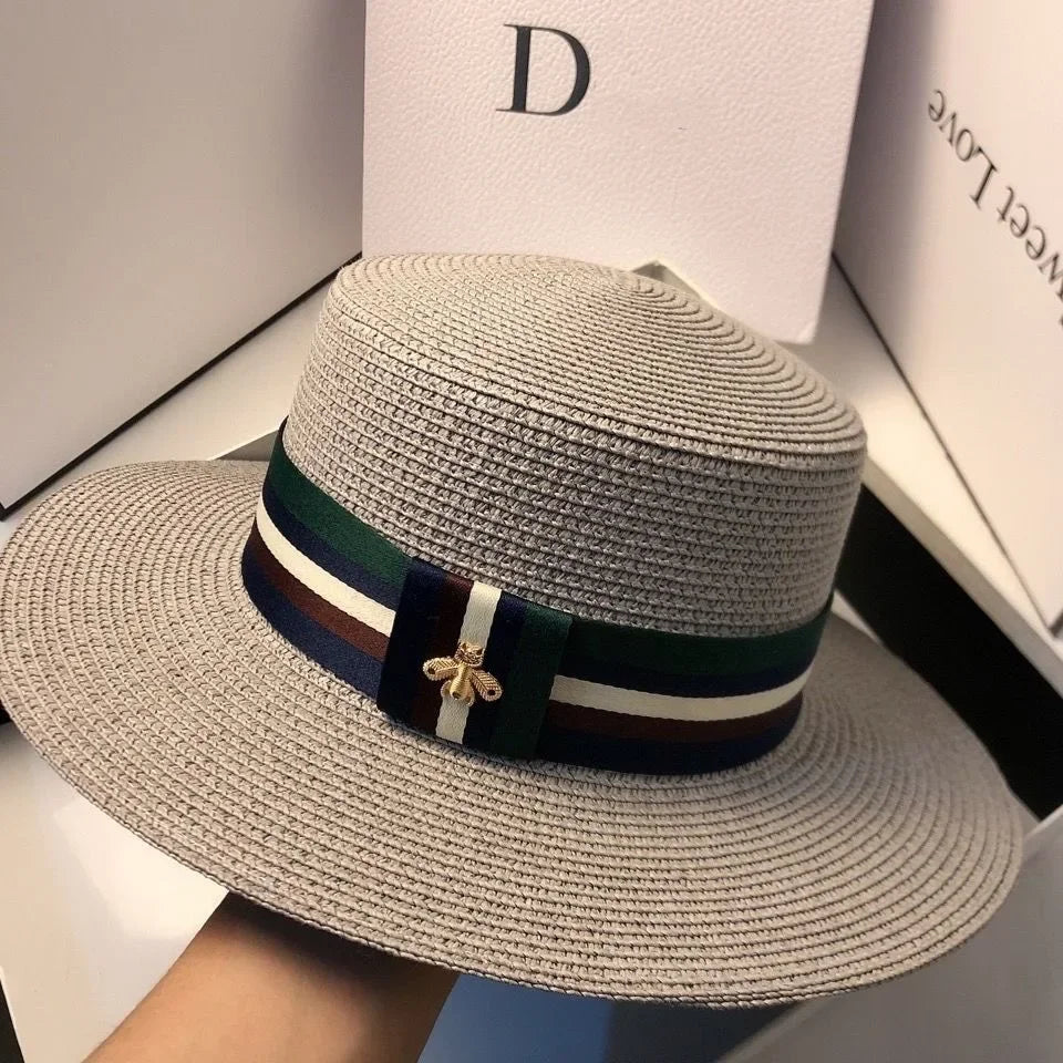 Women Summer Wide Brim Straw Hat Multicolor