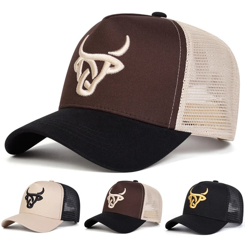 Unisex Ox Head Embroidery Baseball Net Caps Spring Summer