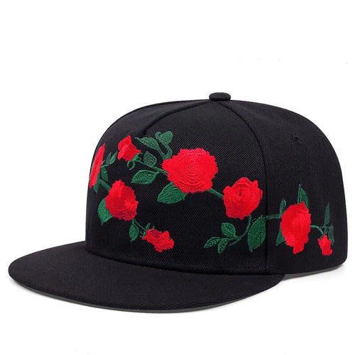 Fashion Fastball Rose Embroidery Hip Hop Snapback Hat Adult Outdoor
