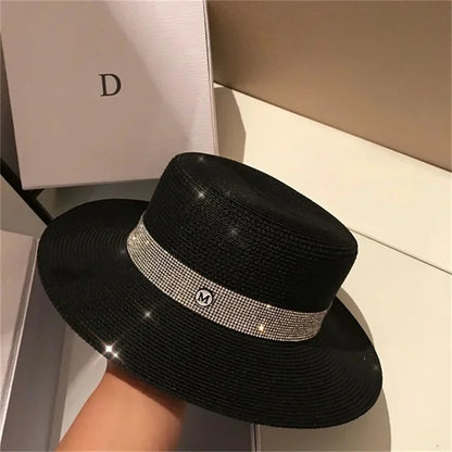 Straw Square Ribbon Straw Hat Beach Travel Sun Protection Flat Hat