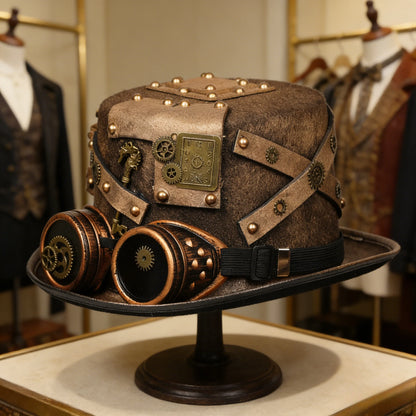 Steampunk Pirate Hat With Goggles Gothic Cosplay Headwear Performance