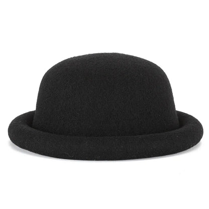New Arrival Real Wool Hats Women Men Round Top Bonnet Rolled Brim Fedoras Hats
