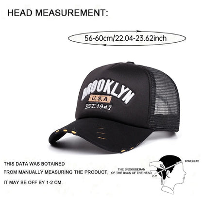 Breathable Mesh Hat Brooklyn 1947 Embroidered Hip Hop Unisex Baseball Hat