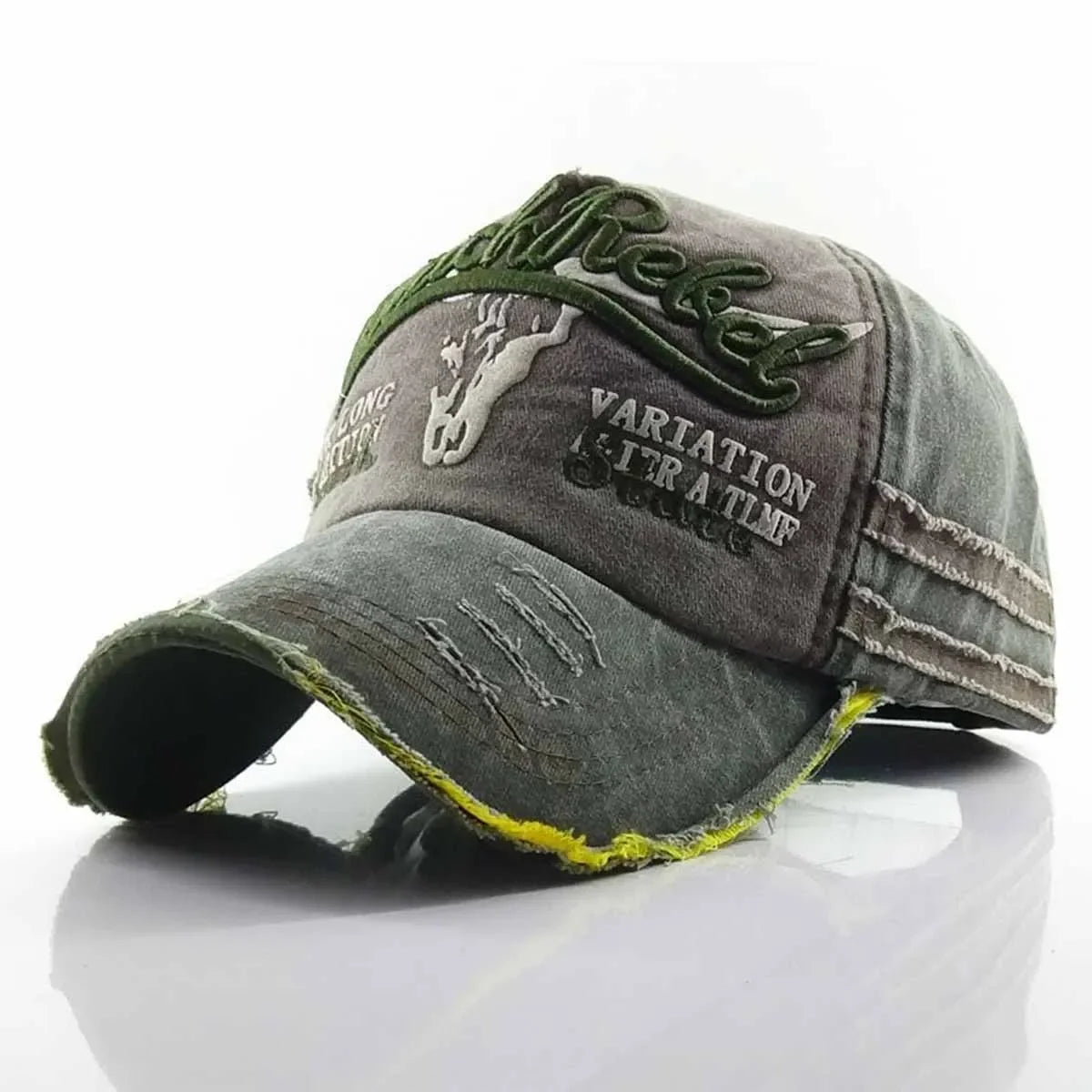 Unisex Black Rebel Letter Embroidery Wash Baseball Caps Outdoor Adjustable Casual Hats Sunscreen Hat