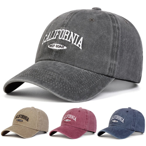Unisex CALIFORNIA Letter Embroidery Wash Baseball Caps Outdoor Adjustable Casual Hats Sunscreen Hat