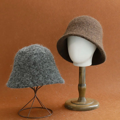 2026 New Y2K Autumn Winter Wool Bucket Hat Women