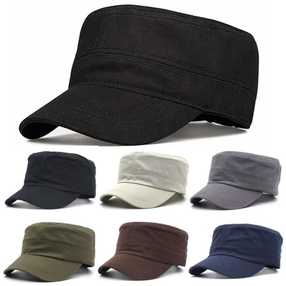 Men's Flat Top Army Baseball Cap Women Spring Solid Cotton Military Tactical Snapback