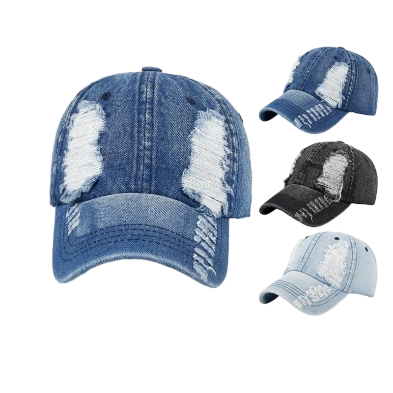 Women's Korean Versatile Ripped Denim Baseball Cap