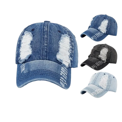 Women's Korean Versatile Ripped Denim Baseball Cap