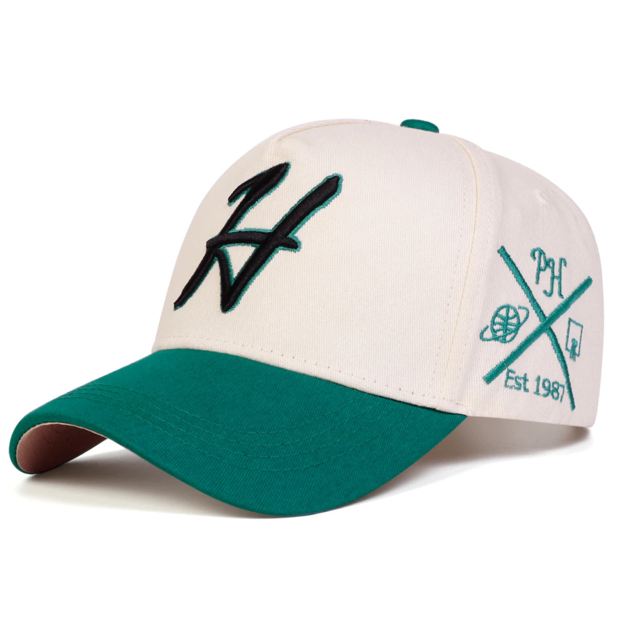 Unisex H Letter Embroidered Baseball Caps Spring Autumn
