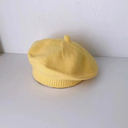 Flower Baby Beret Hat Winter Warm Knitted Beanie Cap